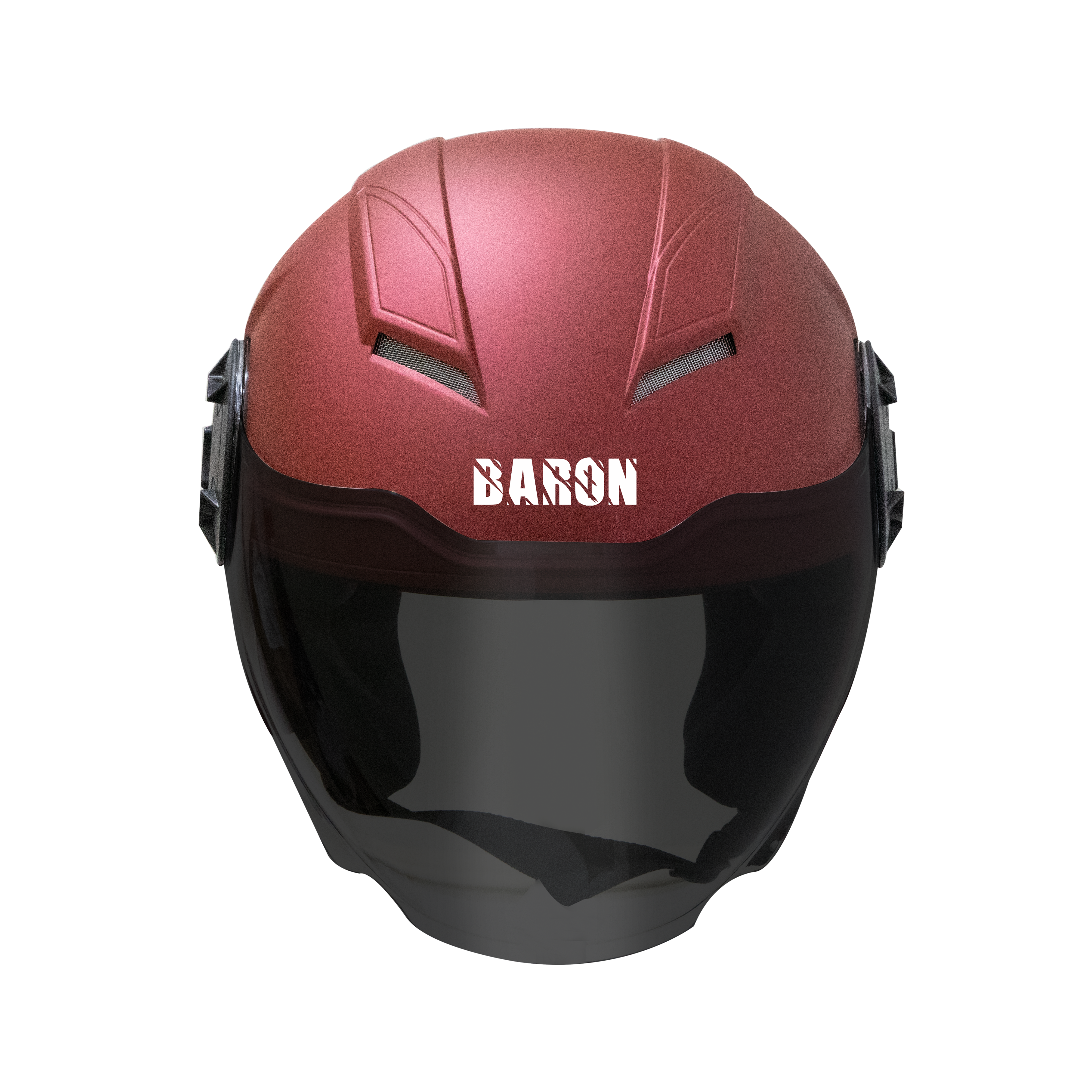 Steelbird Baron Open Face Helmet , ISI Certified Helmet (Matt Maroon With Smoke Visor)